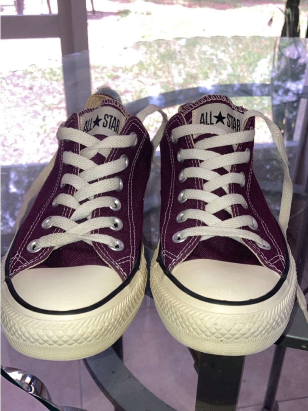 Converse Kids Low Top Sneakers - Burgundy Canvas with White Trim